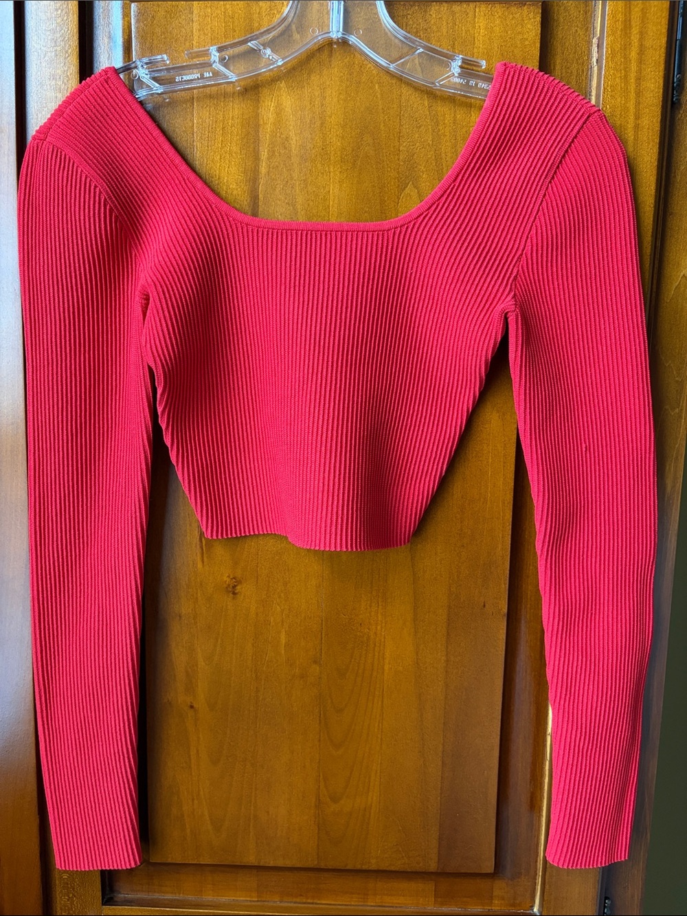 Red Babaton Long Sleeve Crop Top